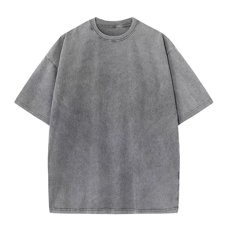 Retro Heavyweight T-Shirt - Solid Color Tee | Breathable Cotton Shirt, Short Sleeve Casual Top