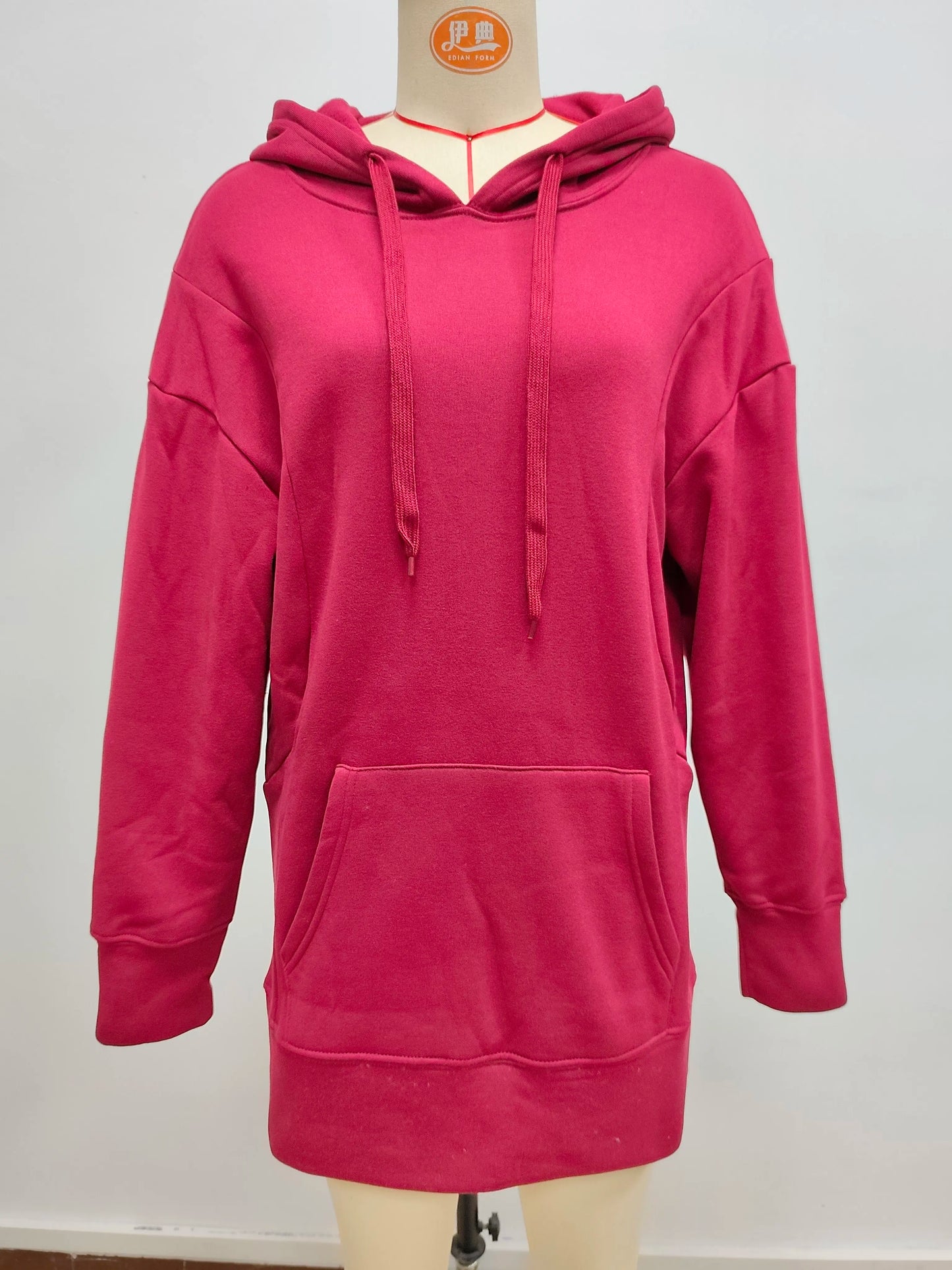 Oversized Hoodie Dress Women Loose Long Sleeve Pocket Drawstring Sweatshirt Dress Casual Streetwear Daily Wear Warm Pullover