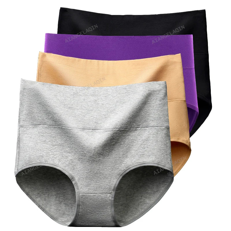 4Pcs/Lot High Waist Panties Women Underwear Cotton Shapers Body Slimming Plus Size Briefs Underpants Female Sexy Lingerie Shorts