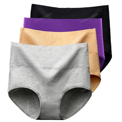 4Pcs/Lot High Waist Panties Women Underwear Cotton Shapers Body Slimming Plus Size Briefs Underpants Female Sexy Lingerie Shorts