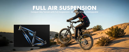 Qlife Racer Ultra Electric Bike for Adults, Peak 1200W 48V 10.4Ah,  27.5" Tire Electric Mountain Bike, 28MPH 55 Miles Off-road Electric Bicycle, 21-Speed E-Bicycle with Full Suspension