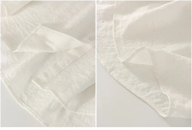 Summer Blue Linen Shirts For Women Oversized Long Sleeve Tops Green Shirt Woman Work Basic Linen Tops Women White Shirts Ladies
