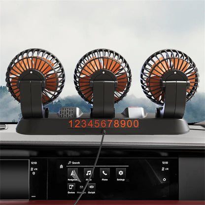 12V Automotive Fan Car Fan 24V 360° Adjustable 3-Head Air Fan Low Noise Multifunctional Temporary Parking Fan for Auto Vehicles