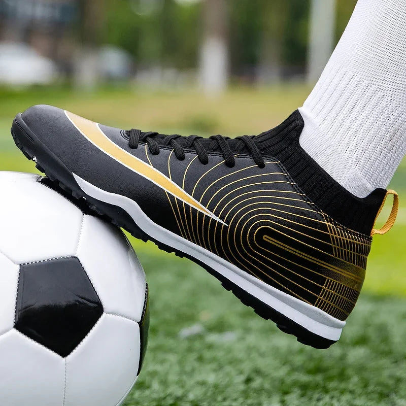 Men Football Boots – Lightweight Leather Soccer Shoes With Ankle Support Cleats