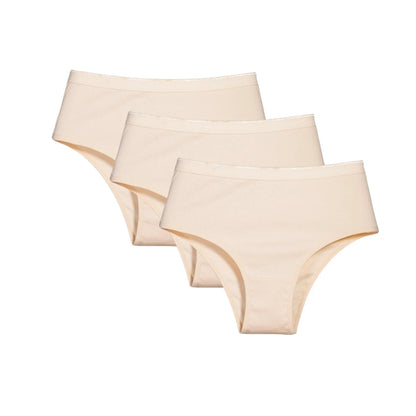 3Pcs/Set Women Cotton Panties High Waist Underwear Female Underpants Solid Color Soft Stretch Briefs Comfort Sexy Lingerie S-L