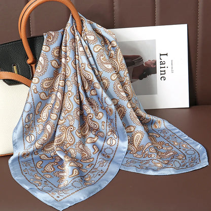 Luxury Satin Silk Scarf - Womens Fashion Shawl Hijab Neckerchief Bandana 2023