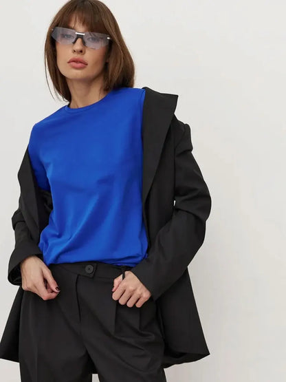 Cotton Loose T Shirt - Women's Casual Tops | Oversized Long Sleeve Basic Solid Shirt