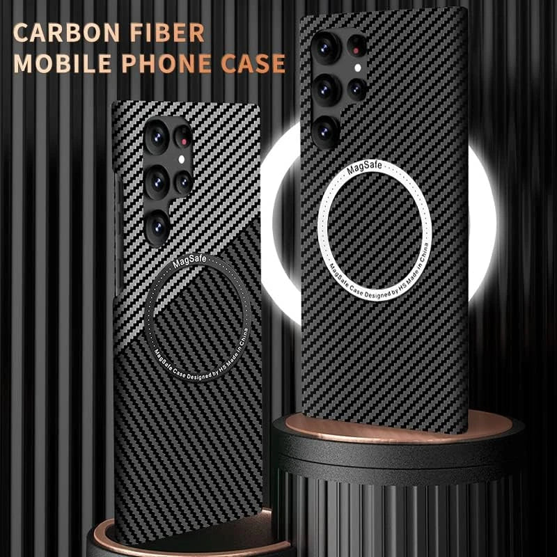 Ultra Slim Carbon Fiber Magnetic Case for Magsafe Samsung Galaxy S26 S25 S24 S23 Ultra S22 S21 Plus S25+ Mac Safe Matte Cover