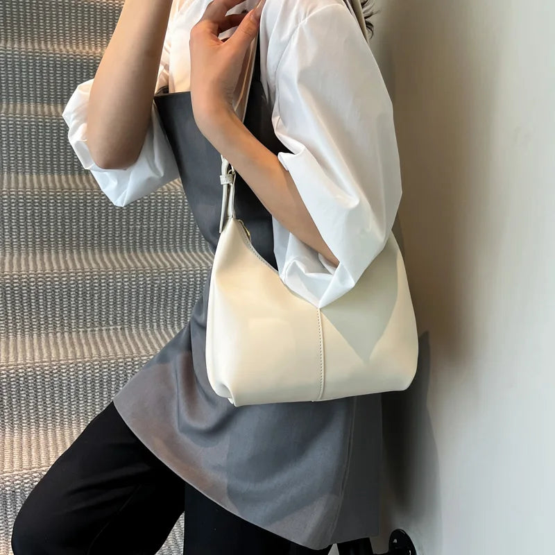 PU Leather Crossbody Bag | Women’s Small Retro Baguette Style Shoulder Bag with Hasp Closure