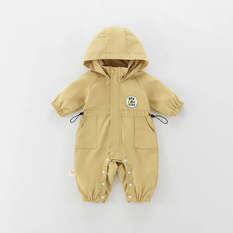 Baby Romper Jacket - Unisex Infant Jumpsuit With Hooded Zipper Closure