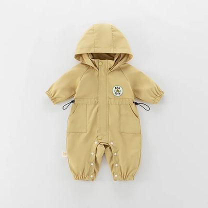 Baby Romper Jacket - Unisex Infant Jumpsuit With Hooded Zipper Closure