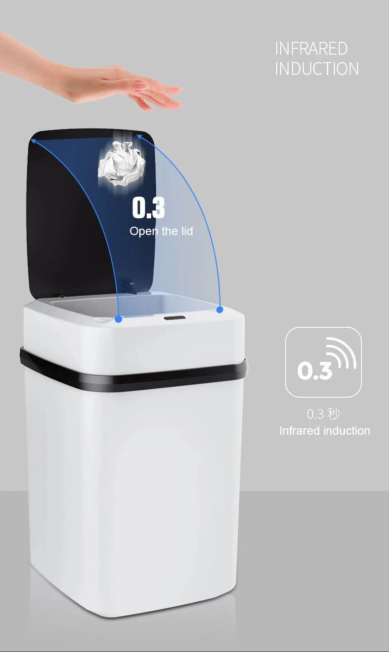 Smart Touch Trash Can - 13L Kitchen and Bathroom Waste Bin