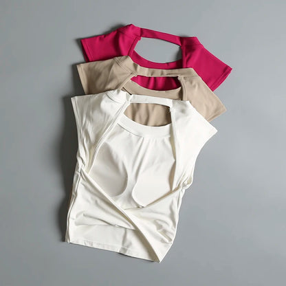 Backless Sports T-Shirt – Women's Slimming Yoga Top With Quick Dry Vest