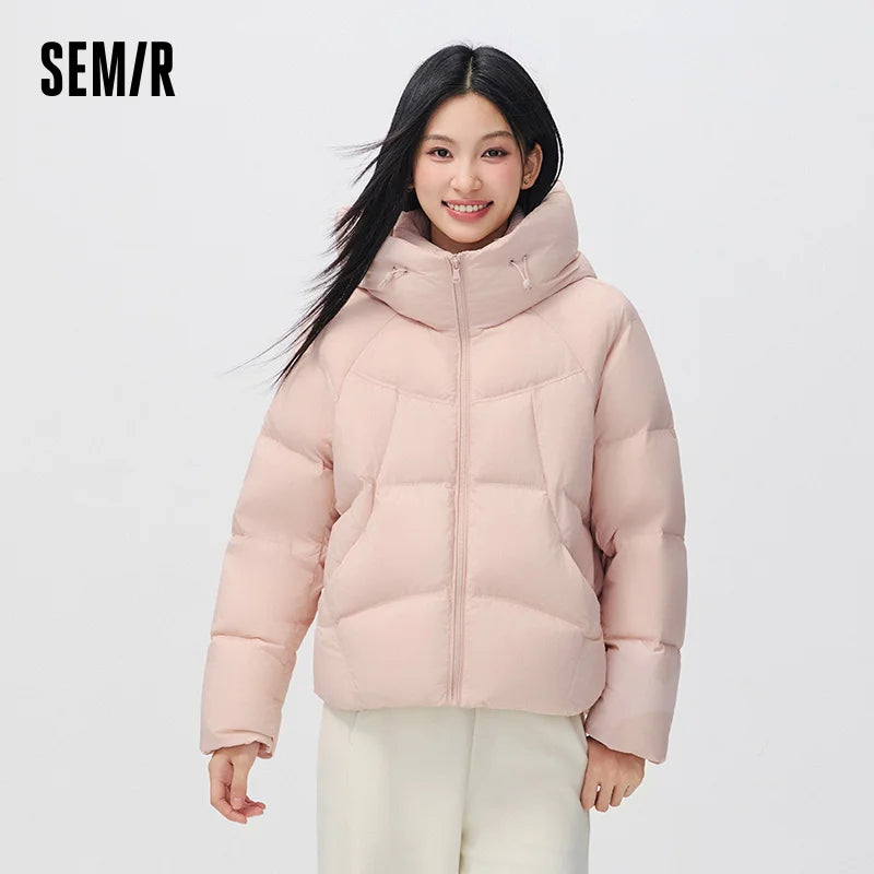 Semir Women Down Jacket 90 Percent Down Fill Raglan Sleeve Loose Fit Hooded 2026 New Winter Daily Wear Urban Casual Style