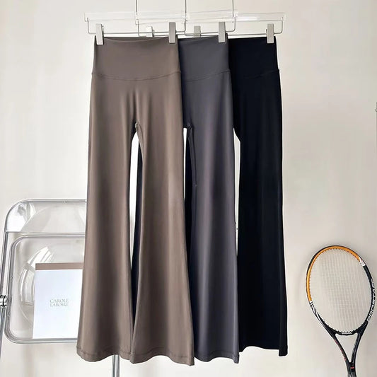 Women's High-Waisted Flared Pants, Elastic Waist, Cinching Hip-Lifting, Casual Yoga Pan for All-Season Exercise and Outdoor Wear