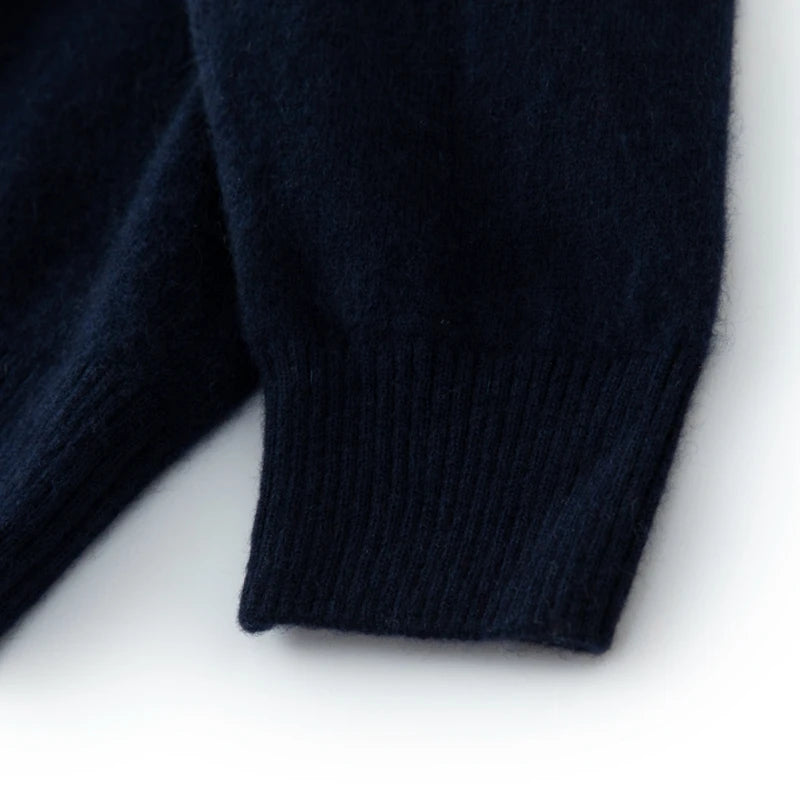 CHICUU Men's 100% Cashmere Sweater Zipper Pullover Mock Neck Long Sleeve Basic Cashmere Knitwear Autumn Winter Clothing Tops