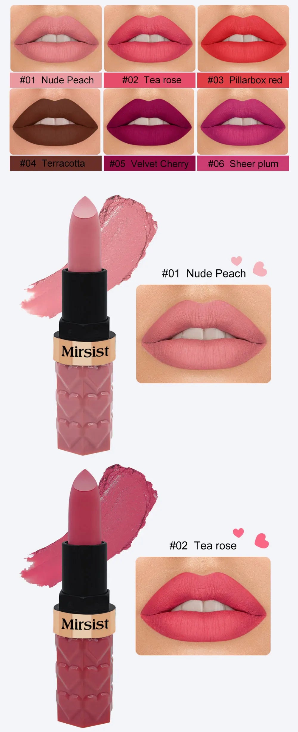 Velvet Matte Lipstick Non Transfer Waterproof Highly Pigmented Longwear Nude Peach Brown Cherry Tones Smooth Lip Makeup