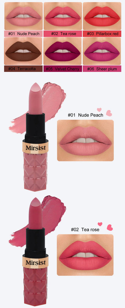 Velvet Matte Lipstick Non Transfer Waterproof Highly Pigmented Longwear Nude Peach Brown Cherry Tones Smooth Lip Makeup