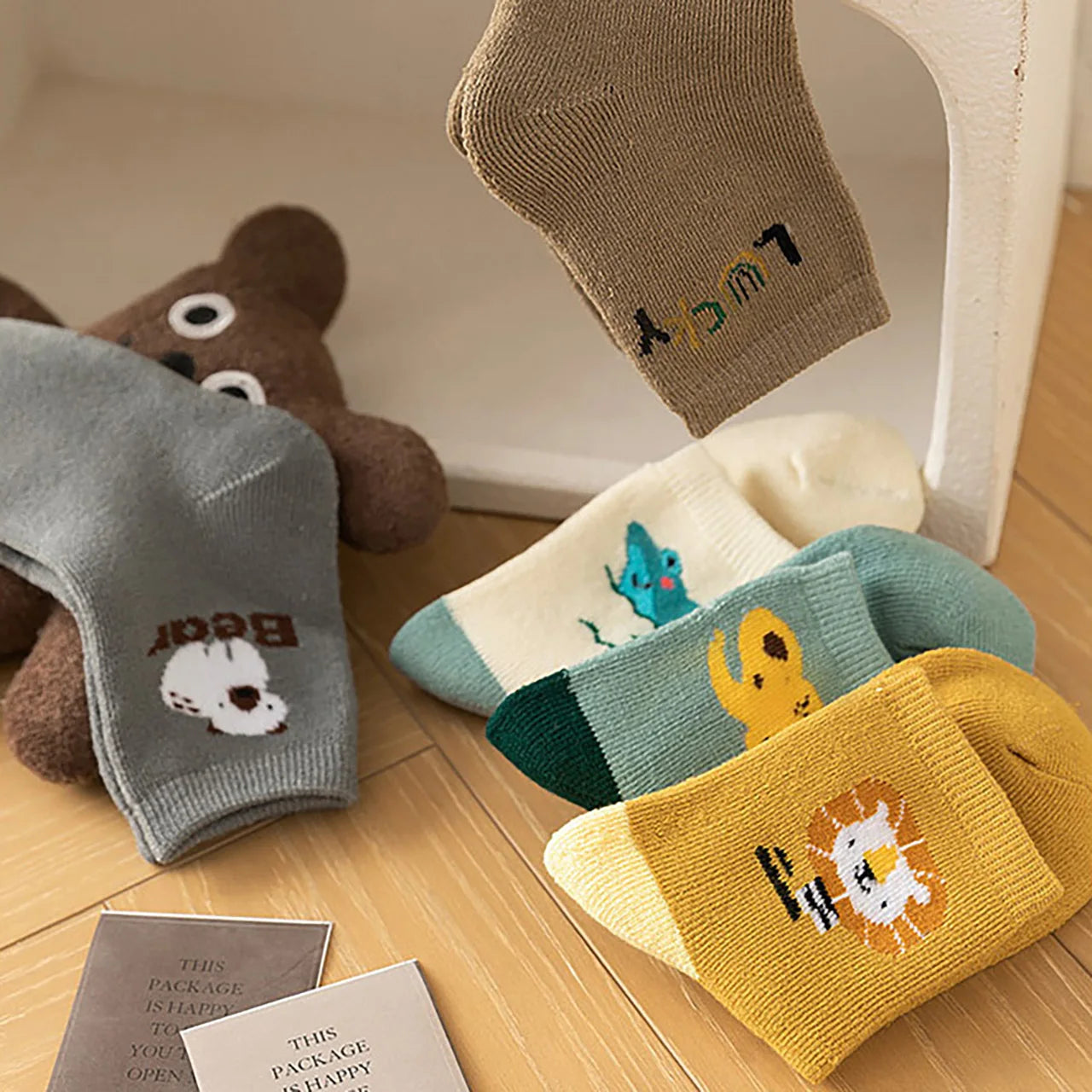 Thick Warm Floor Socks For Kids Plush Loop Mid Tube Socks Winter Boy Long Sock Children Thermal Footwear Cute Cartoon Baby Socks