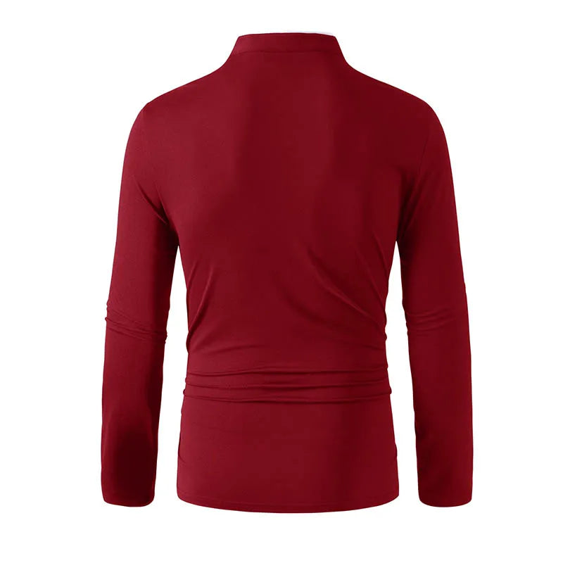 Men's Long Sleeve T-Shirt – Breathable Polyester Knit Fabric Casual Summer Top