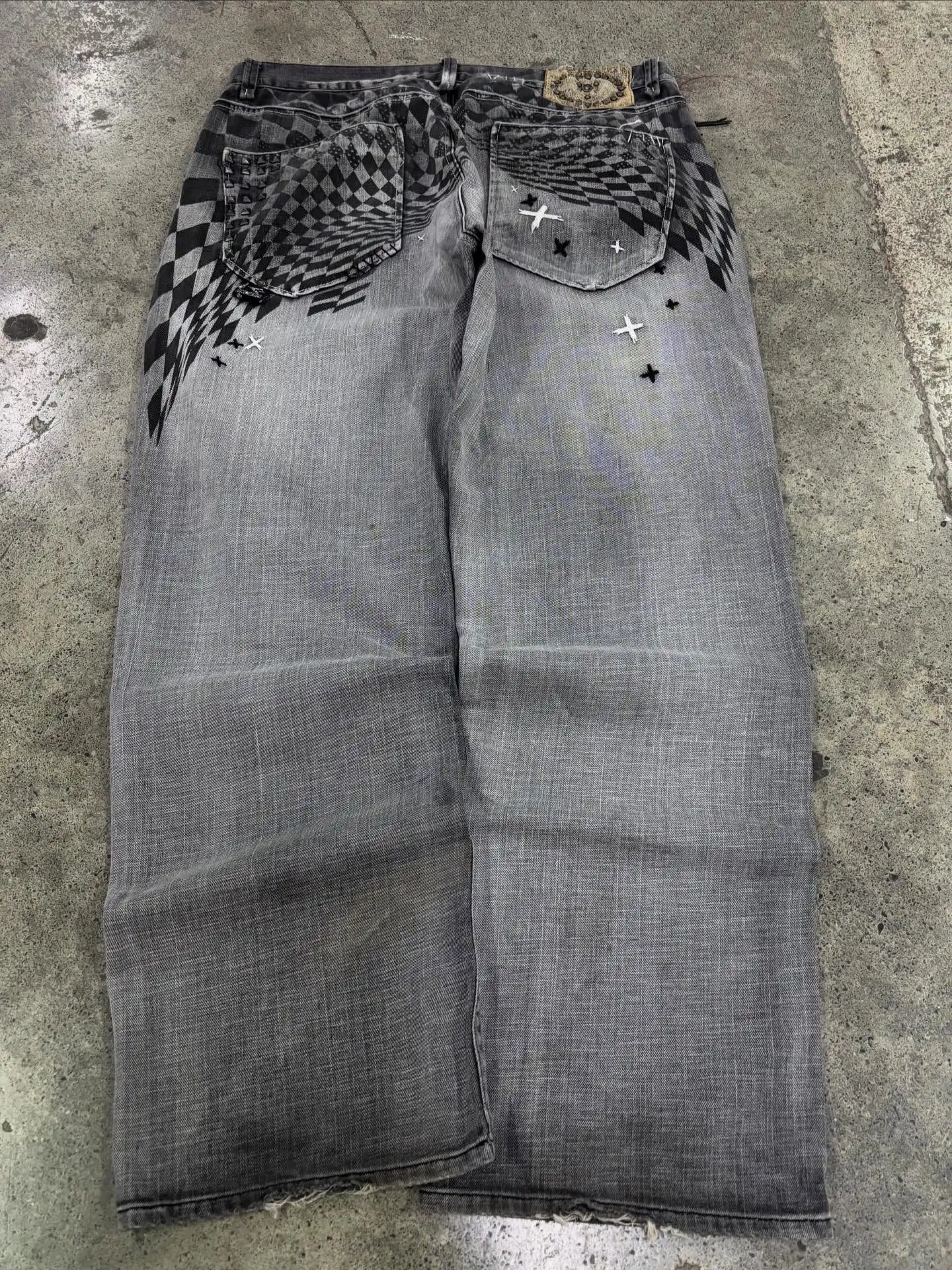 Y2K Vintage Printing Men Baggy Jeans Harajuku Trend Women Hip Hop Fashion Casual Joker Couple Wide-Leg Pants Streetwear