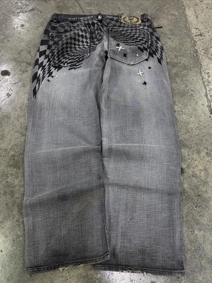 Y2K Vintage Printing Men Baggy Jeans Harajuku Trend Women Hip Hop Fashion Casual Joker Couple Wide-Leg Pants Streetwear