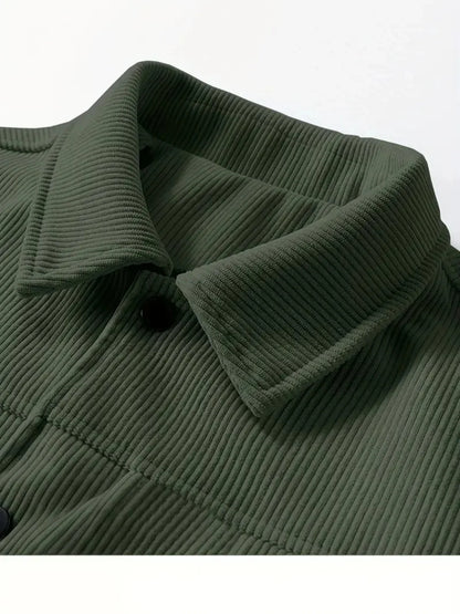 The 2025 New Autumn Corduroy Jacket for Men with a Lapel, Trendy Japanese Style Loose Coat