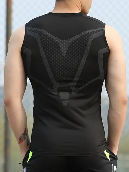 Mens Compression Shirt - Breathable Quick Drying Vest With Muscle Support