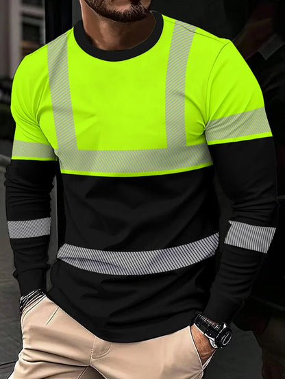 Men's 3D Printed New Secure Logo Color Blocking Design Long-Sleeved T-Shir Fashion Spring Daily Casual Work Wear Men's T-Shirts