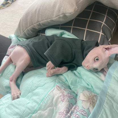 Sphynx Cat Clothes Baby Soft Cotton Fall Winter Kitten Small Dog Clothes for Cornish Devon Cat Costume Hairless Pet Clothes