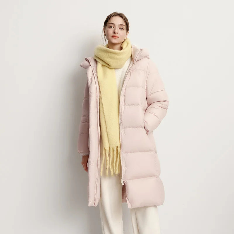 Women Down Jacket - Lightweight Waterproof Winter Coat With Self Heating Lining & Hood