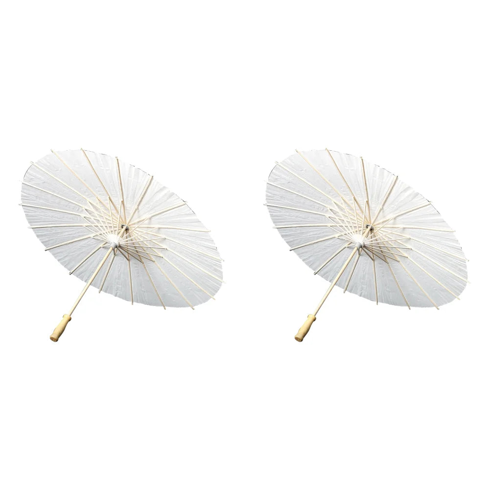 30-1PCS White Paper Parasol Umbrellas DIY Photo Cosplay Prop Bamboo Umbrella For Wedding Party Summer Beach Decor