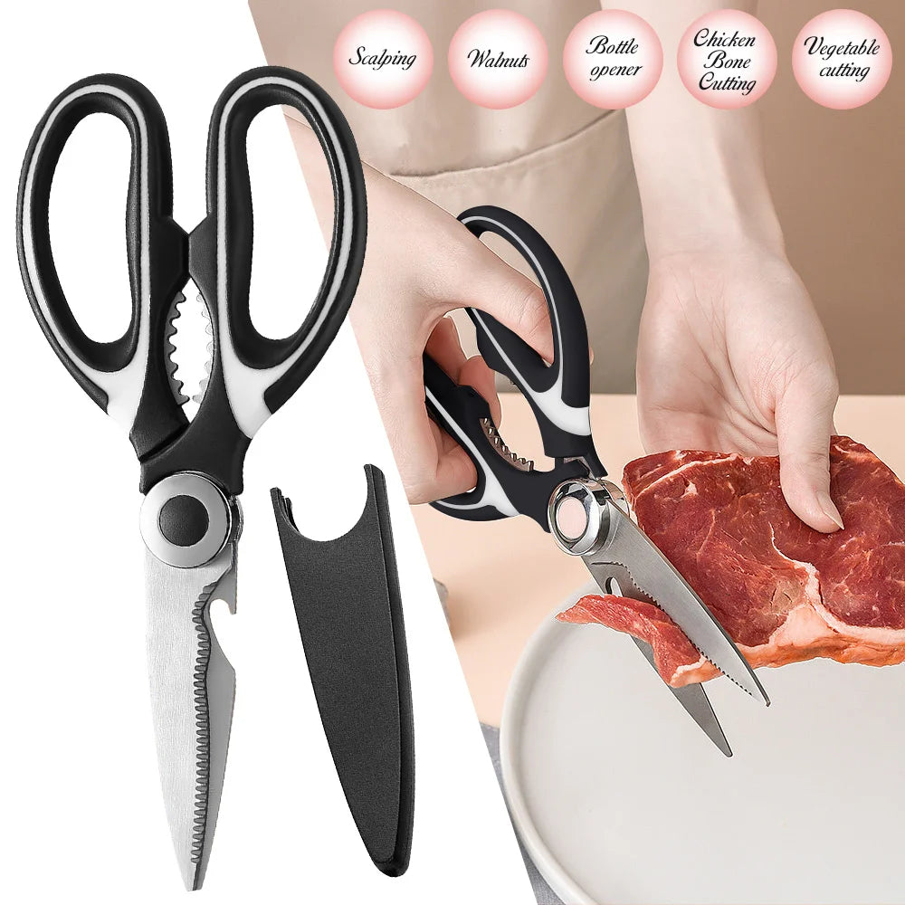 Multifunctional Stainless Steel Kitchen Scissors - Meat Fish and Bone Cutting Tool - ZOOMNSTORE