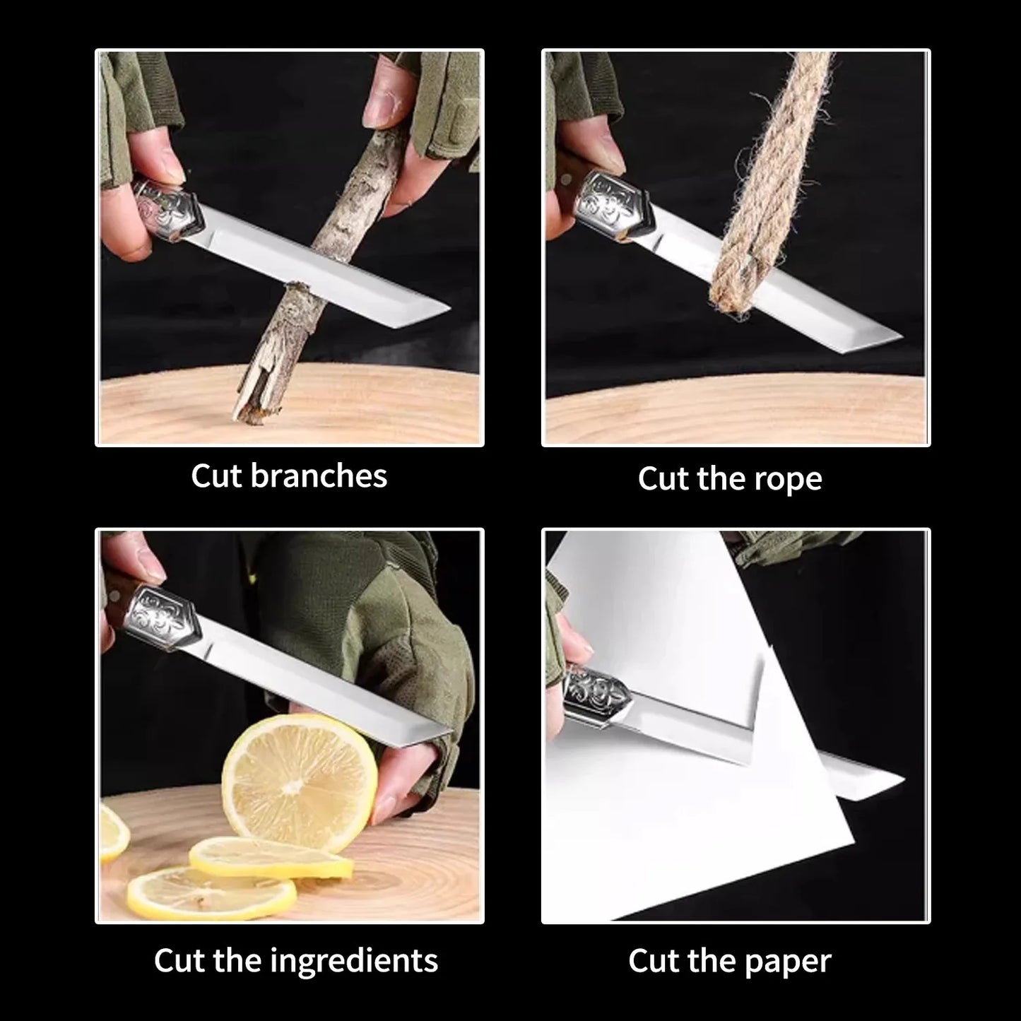 Stainless Steel Fruit Knife - High Hardness with Imitation Wood Grain Handle