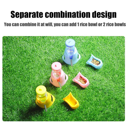 Automatic Small Animal Water Bottle Leak-Proof With Food Bowl - Hamster Guinea Pig Rat Drinking Water Dispenser