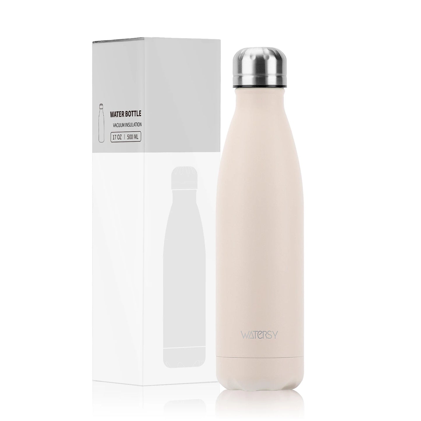 WATERSY 500ml Insulated Water Bottle, Stainless Steel Thermal Leakproof Flask, BPA-Free Double Walled Vacuum Bottle for Sports