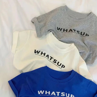 Toddler Boy Girl Tshirt Cotton 26 Spring Summer Children Big Kid Clothes Short-sleeve Letter Print Round-neck Top 2-12 Years