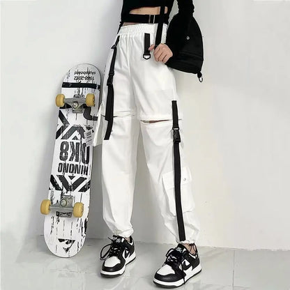 Women Y2K Streetwear Cargo Pants Vintage Fashion High Waist Baggy Trousers Female Loose Sweatpants Wide Leg Joggers Trousers