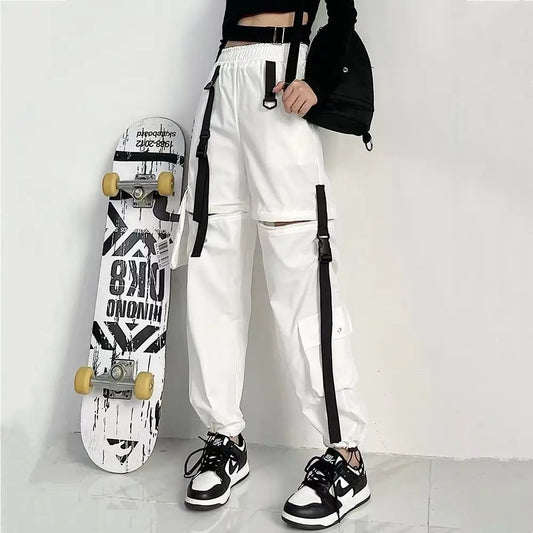 Women Y2K Streetwear Cargo Pants Vintage Fashion High Waist Baggy Trousers Female Loose Sweatpants Wide Leg Joggers Trousers