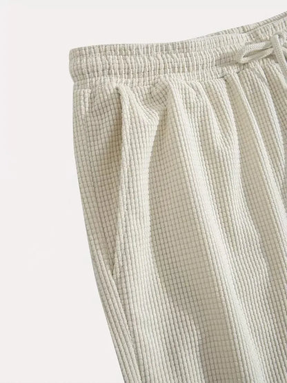 2026 Summer Men's Waffle Texture Casual Sports Beach Shorts Quick Dry Trendy Versatile Bermuda Shorts Streetwear Lightweight