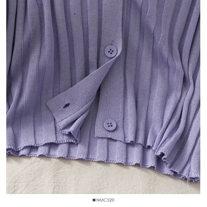 Women's Acrylic Long Sleeve V-Neck Button-Down Slim Cropped Ribbed Knit Cardigan Thin Solid Stretch Crop Top Knitwear