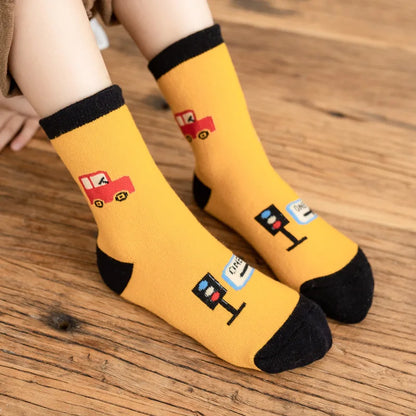 5 Pairs/Lot Kids Scoks Autumn Winter Kids Warm Thicken Cotton Socks Unisex Boys Girls Cute Cartoon Animal Socks