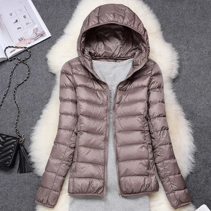Women Puffer Jacket - Plus Size Jackets, Lightweight Down Coat With Zipper Closure