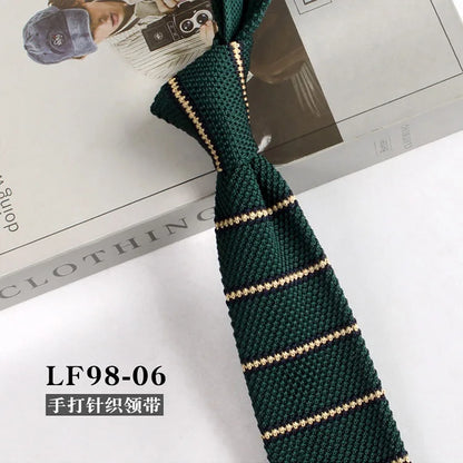 Narrow Striped Knitted Necktie for Men - Retro Korean Style Casual Cravat Accessory