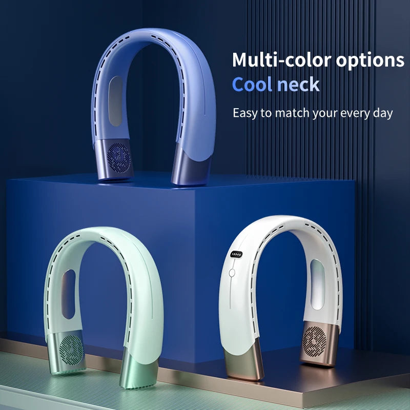 Portable Neck Fan Wearable Air Conditioner USB Rechargeable Air Cooler 5 Speed Electric Fan for Outdoor Ventilator 5000mAh Fans