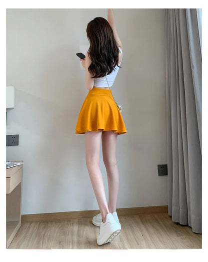 Summer Women's Skirts Fashion Sexy Mini Elastic Pleated Sun Skirts For School Girl Uniform Korean Black High Waist Tennis Skirts