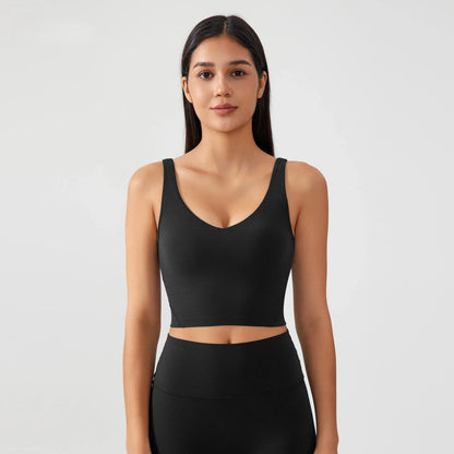 Sports Bra For Women - Breathable Yoga Crop Top With Fixed Chest Pad & U-Shaped Back
