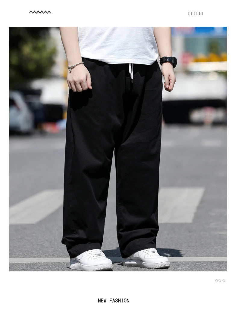 Large Size Men's Casual Pants XL-8XL Plus Size Straight Loose Fit Trousers Elastic Waist Oversized Cotton SweatPants Outdoor