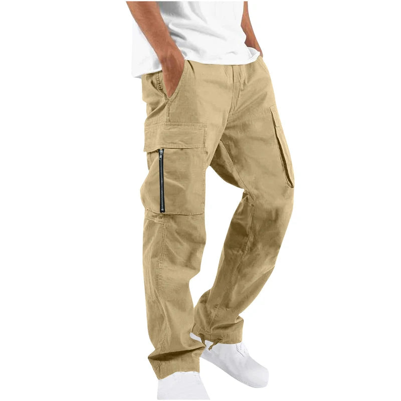Men's Tactical Cargo Pants Multi Pocket Straight Leg Drawstring Waist Outdoor Hiking Work Casual Daily Street Travel Trousers