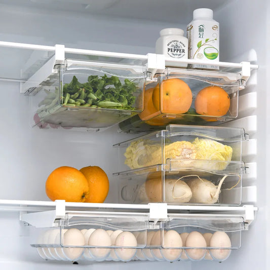 Refrigerator Egg Storage Box - Drawer Style Plastic Egg Holder and Fresh-Keeping Food Rack